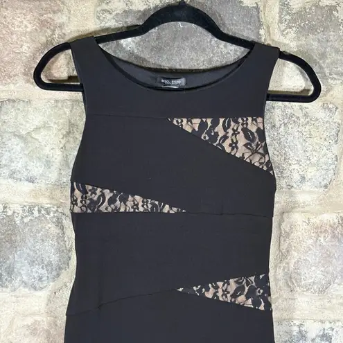 Bisou Bisou Black Lace Bodycon Dress Sz 6 Sleeveless Cocktail Mini Party Bodycon