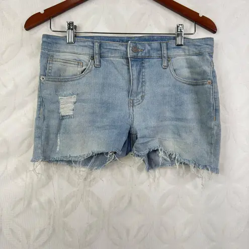 Mossimo Mid Rise Stretch Distressed Denim Cut Off Shorts Size 10 Blue