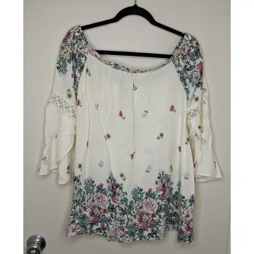 Tassels N Lace OTS Bell Sleeve Top - Size L - NWOT