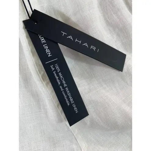 Tahari NWT Luxe Linen Pants Women's Large Landscape Print Wide Leg Elastic Waist