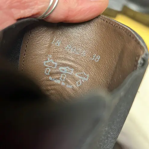 Boemos Black Leather Wingtip Slip On Ankle Boots Booties Italian Made size 38