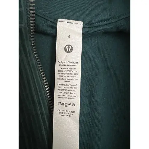 Lululemon Scuba Track Jacket Velvet Cord Storm Teal Green Sz 4 New w/tag  $148