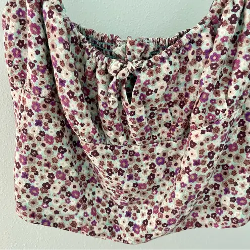 ARITZIA Sunday Best floral smocked milkmade crop top size extra small Purple