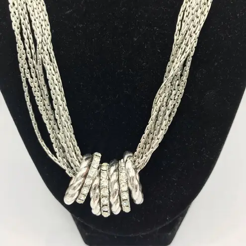 Cookie Lee  Silver CZ Multi Strand Necklace