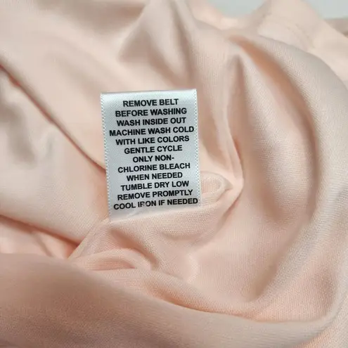 Elle Dress Womens Small Coral Pink Fit & Flare Sleeveless Dotted Belted (A24)