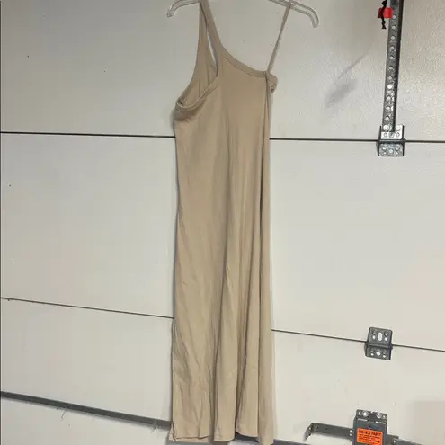 Aerie  WOMENS ONE SHOULDER CREAM RIBBED DRESS MIDI MEDIUM