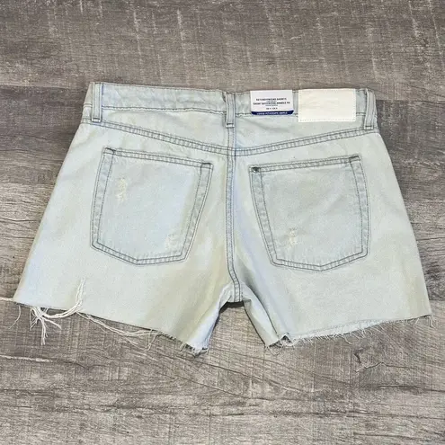 H&M 90s Boyfriend Light Denim Short NEW Womens 4 Low Waist Loose Fit Distressed