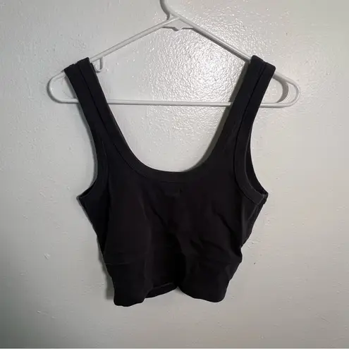 UpWest Cropped Ribbed Layering Tank Top in Soot N222 M Gray Size M