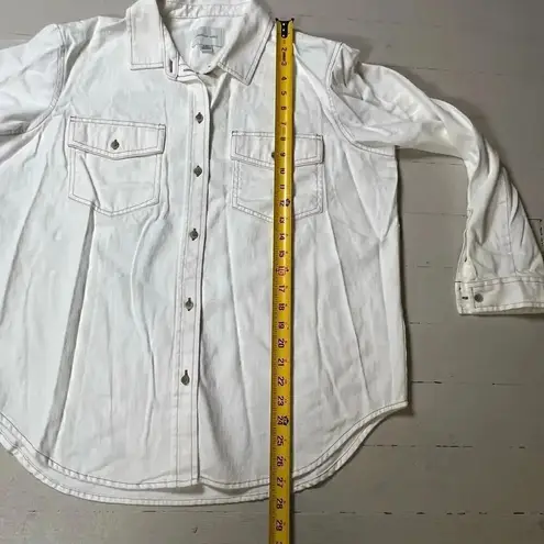 American Eagle  Exposed Stitching Oversized White Denim Button Down Shirt Size M