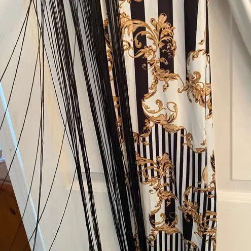 BANJUL Strapless Slit leg Black & Gold Jumpsuit M NWT