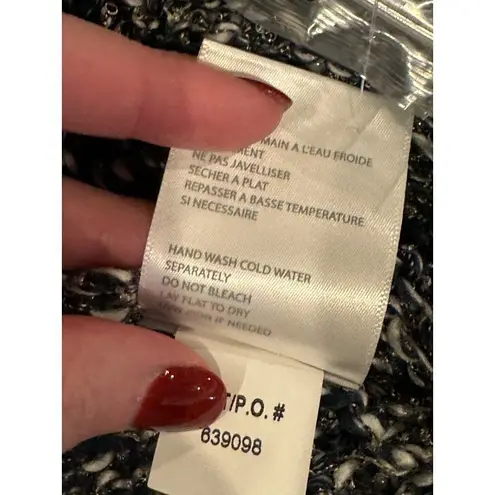 Tribal Black And White Knit Crew Neck Long Sleeve Hi Low Sweater Size M NWT Size M