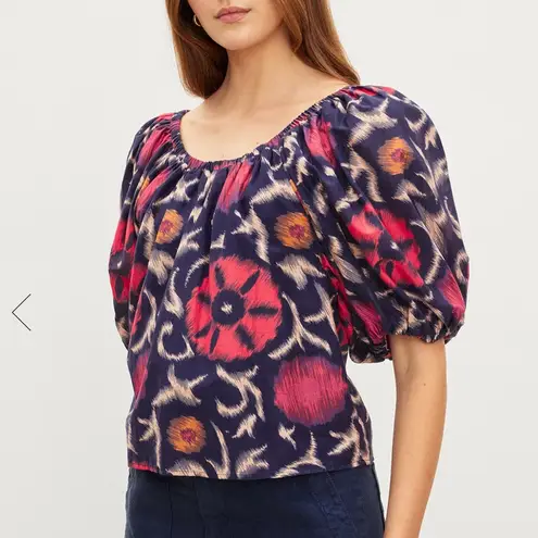 Velvet by Graham & Spencer Edlin Printed Silk Cotton Voile, Twilight,Large, NWT Black