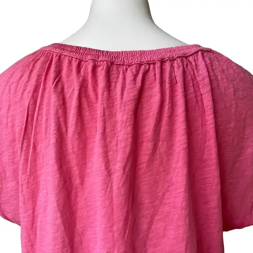 Dylan NWT, Pink Short Cap Sleeve Tie Front Cotton Top, Sz S