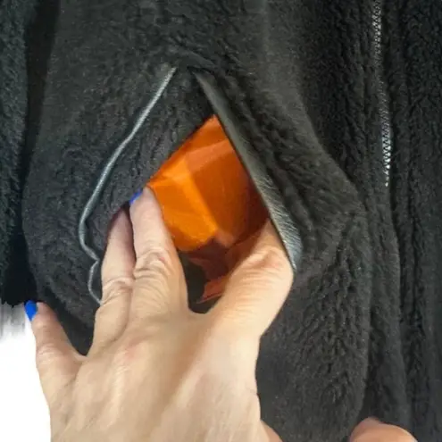 American Stitch Black Faux Fur Full Zip Varsity Bomber Jacket Women Sz M Size M