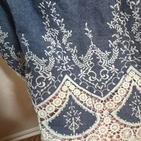 Westport 1962 Dress Women 10 Blue White Cotton Denim Like Preppy Cottagecore