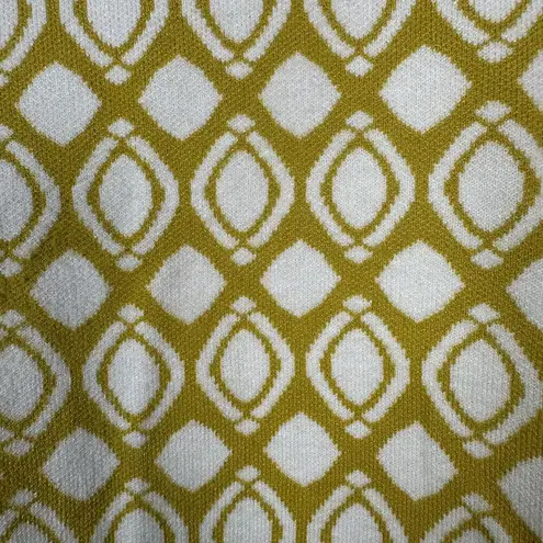 Maeve Anthropologie Harmon Jacquard Yellow Cream Sweater Short Sleeve Size XS