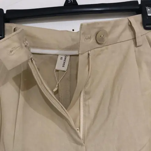 Commense Womens Trouser Pants Size XS Khaki Pleated Wide Leg Belt Loops Pull On