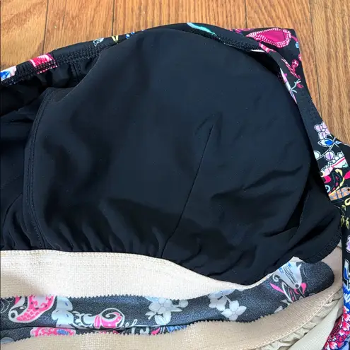 T.H.E. Blouson Tankini Top Swim Shorts Floral Black plus size 22W NWT Mastectomy