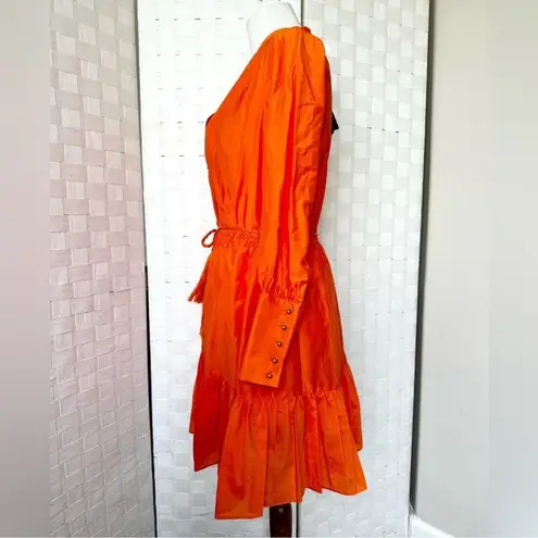Robert Rodriguez Orange Silk Ling Sleeve Dress With Belt Size 2 NWT