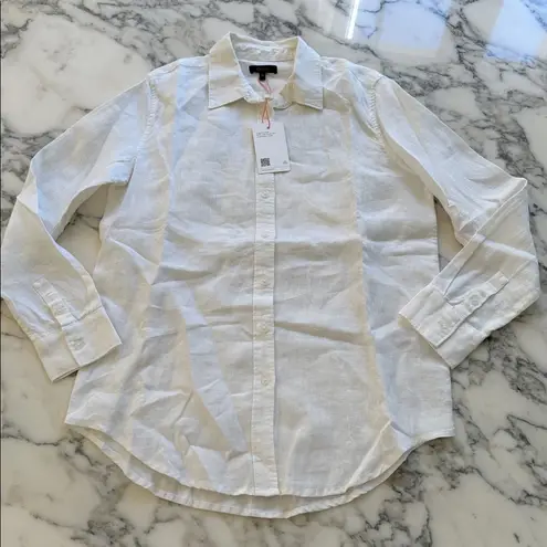 Quince NWT women's 100% european linen long sleeve white shirt Sz S