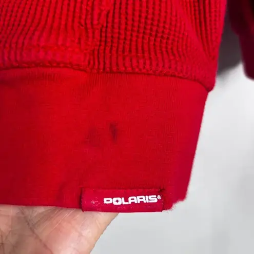 Polaris Racing Red Hooded 100% Cotton Full Zip Thermal Sweatshirt Size Medium