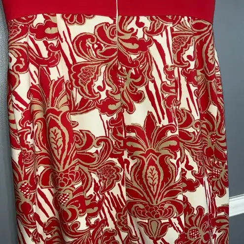 Preston & York Red & Gold Damask Sleeveless Fit & Flare Career Sunday Dress 12