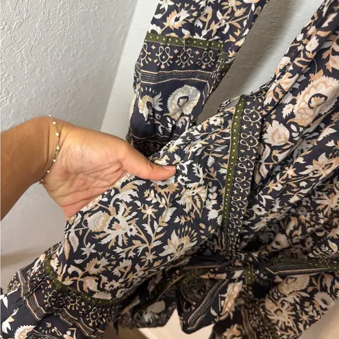 Cleobella Anthropology Elly Mini Black and Cream Long Sleeve Dress Size XS