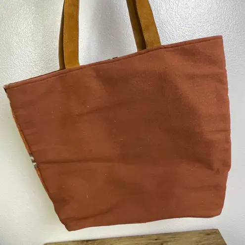 Panache Aztec Tote Bag Purse Wool Large Multicolor Rust Handwoven 19.5in x 16in Orange