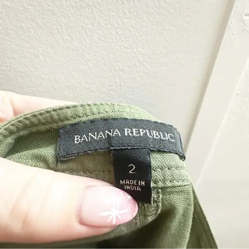 Banana Republic  Utility Surplus Army Green Cargo Denim Mini Skirt Size 2