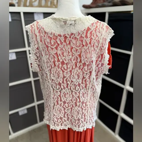 Gina Blaneź Vintage 80s 90s Y2K Off White Patchwork Lace Vest Size L