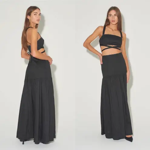 Free People NWT  Hansen & Gretel Moonstruck Set Black Rhinestone Maxi Skirt Small