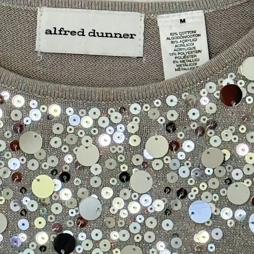 Alfred Dunner Sequin Embellished Crewneck Sweater Size M Metallic Sparkle Career
