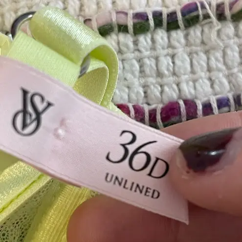 Victoria's Secret NWT  Sheer Shine Low-Cut Demi Bra Citron Glow 36D Mermaidcore