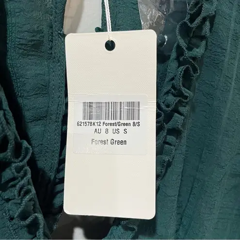 Saints + Secrets NEW SMALL green ruffle smocked waist mini dress Long Sleeve NWT