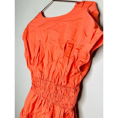 Derek Lam COLLECTIVE Orange Smocked Hourglass Tie Waist Mini Dress Size 44