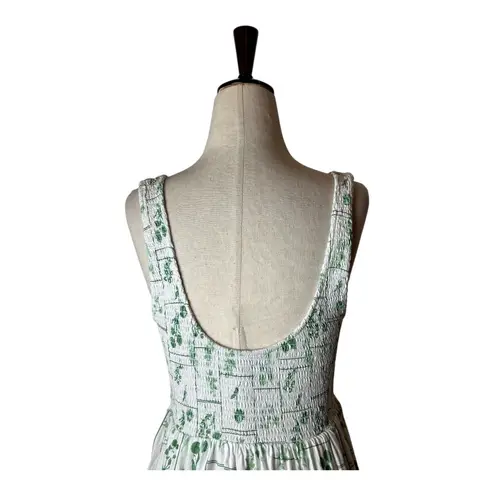 Asos Design Dress Women 6 White Green Floral Shirred Tiered Sundress Maxi Boho