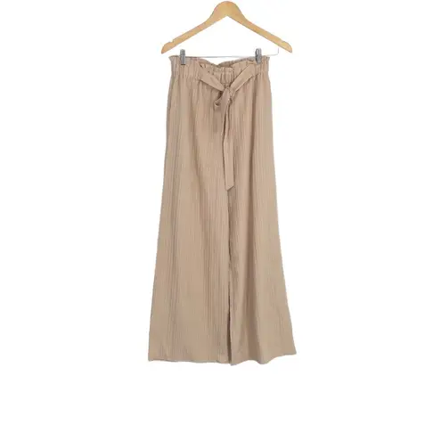 Allegra K Women's Pockets Tie Knot High Waist Wide Leg Paperbag Pants Size M