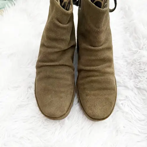Fly London | Yebi Wedge Boot Booties Shoes Brown Taupe Tie | Size 38, US 7.5-8