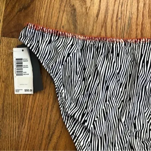 Kenneth Cole NEW NWT  REACTION Brown Etc Zebra Hipster Swim Bikini BOTTOM Medium