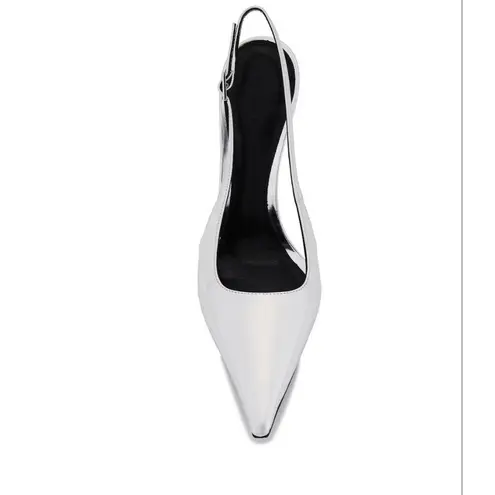 retrofete Cindy Slingback Heels in Silver 39.5 with Box Womens High Pumps Size 8.5
