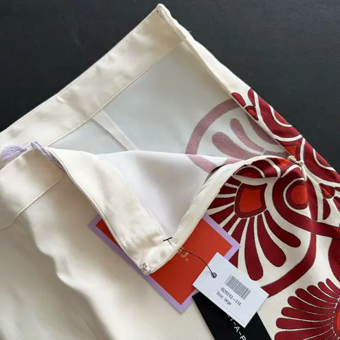 La DoubleJ Medallion Placée Stretch Pants Cream Envers Satin Sz L NWT Red Size L