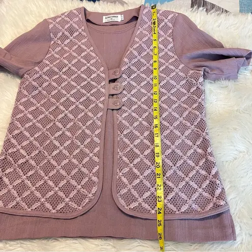 Alfred Dunner Vintage Blouse Top W/ attached Lace front Women’s Size 12 USA Made