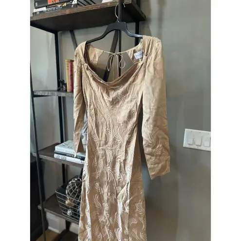 Significant Other Yves Maxi Gown Dress Fawn Womens Size 4 Gold