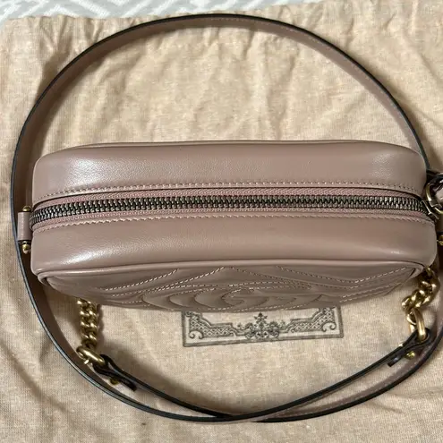 Gucci  GG Marmont Mini Shoulder Bag Dusty Pink Gold Hardware # 448065DTD1T5729