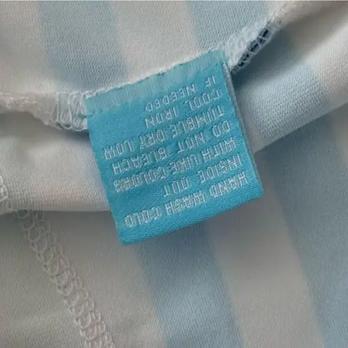 J. McLaughlin Skirt Women’s L Blue White Striped Tiered Overlay Nylon Spandex