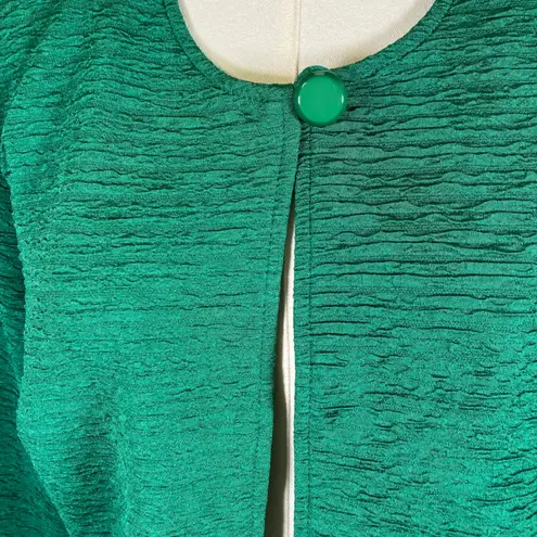 Ny Collection Emerald Green Textured Button Front Jacket Size 14 Career New