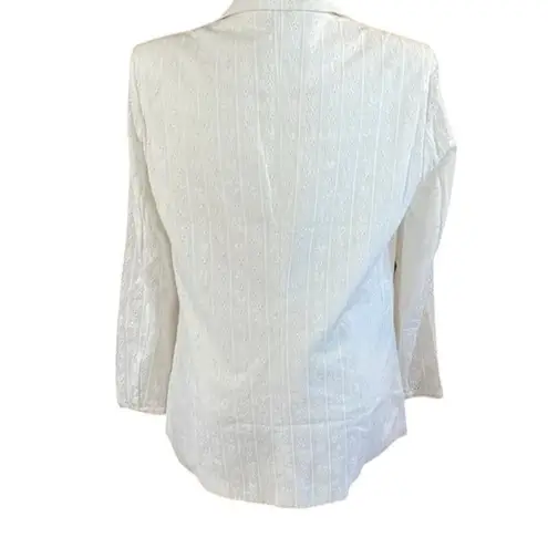 We Wore What White Eyelet Cotton Jacket Blazer Boxy Long Sleeve Lined S White