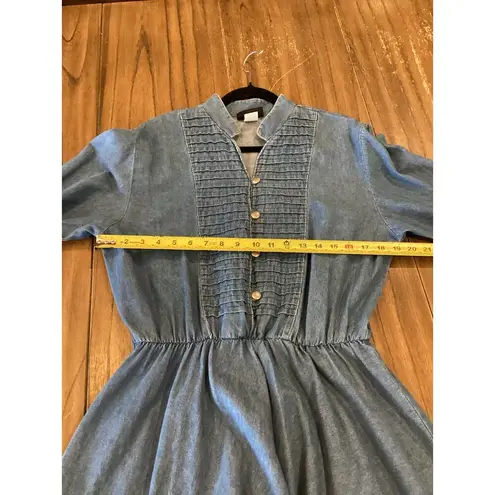 Vintage Roughrider by Circle T Blue Denim Western rodeo midi knee dress L Size L
