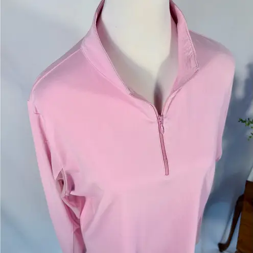 IBKUL Textured Solid UPF50+ 1/4 Zip Long Mesh Sleeve Sun Shirt in Soft Pink~XL💛 Pink