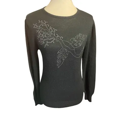 Jonathon Logan Vintage 1960’s/70’s Black Silver Metallic Embroidered Peacock Des Black Size M